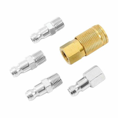 TOTALTURF Brass & Steel Tru-Flate Compatible Air Coupler & Plug Set, 0.25 in. - 5 Piece TO2737940